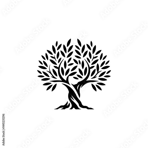 Olive tree silhouette icon. Design element for logo, label, sign. Vector illustration