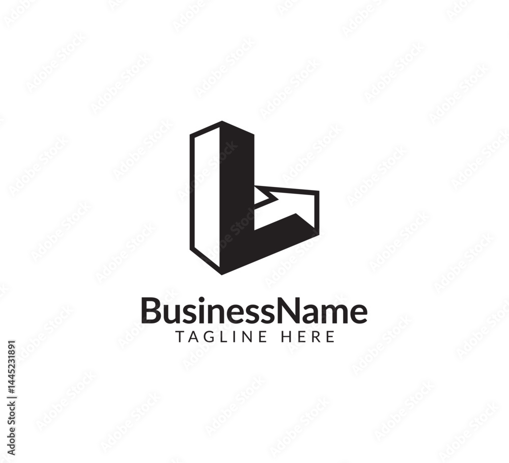 Modern logo mark with letter L and arrow icon bar candlestick for trading, investment, finance, statistic, accounting or marketing business Modern logo mark with letter L and arrow icon bar candlestick for trading, investment, finance, statistic, accounting or marketing business
