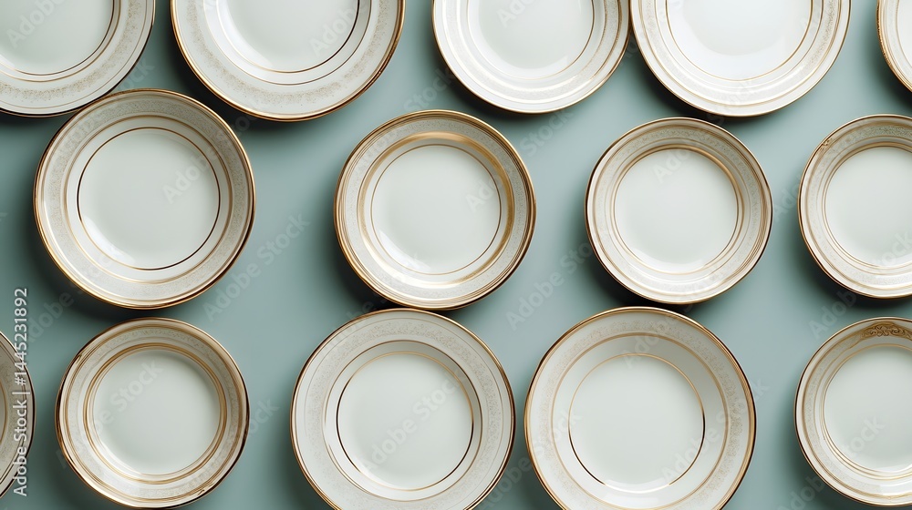 Elegant Minimalist Arrangement of Ceramic Plates on a Dining Table Elegant Minimalist Arrangement of Ceramic Plates on a Dining Table