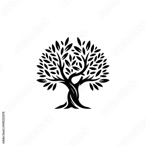 Olive tree silhouette icon. Design element for logo, label, sign. Vector illustration