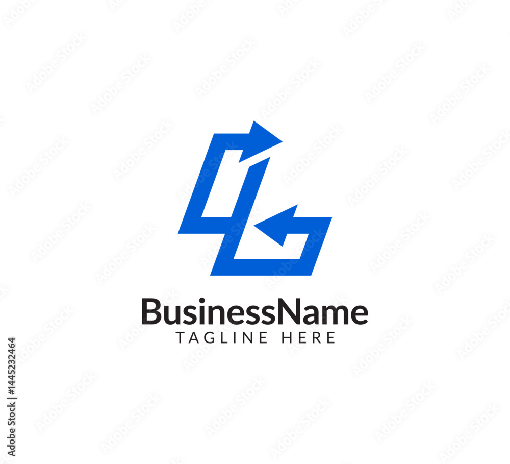 Modern logo mark with letter L and arrow icon bar candlestick for trading, investment, finance, statistic, accounting or marketing business Modern logo mark with letter L and arrow icon bar candlestick for trading, investment, finance, statistic, accounting or marketing business