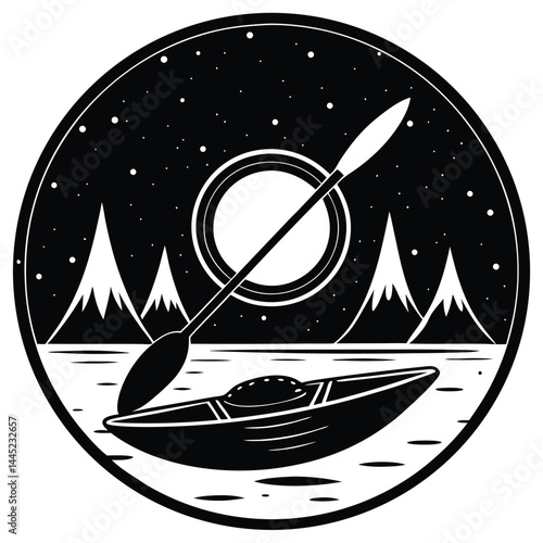 Camping Activities kayaking vector silhouette 