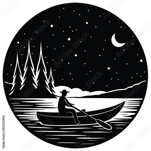 Camping Activities kayaking vector silhouette 