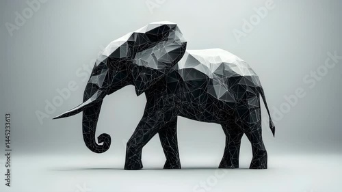 Abstract geometric elephant created from colorful triangles in a modern artistic style
