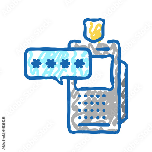 pin code for pay pos terminal icon doodle illustration