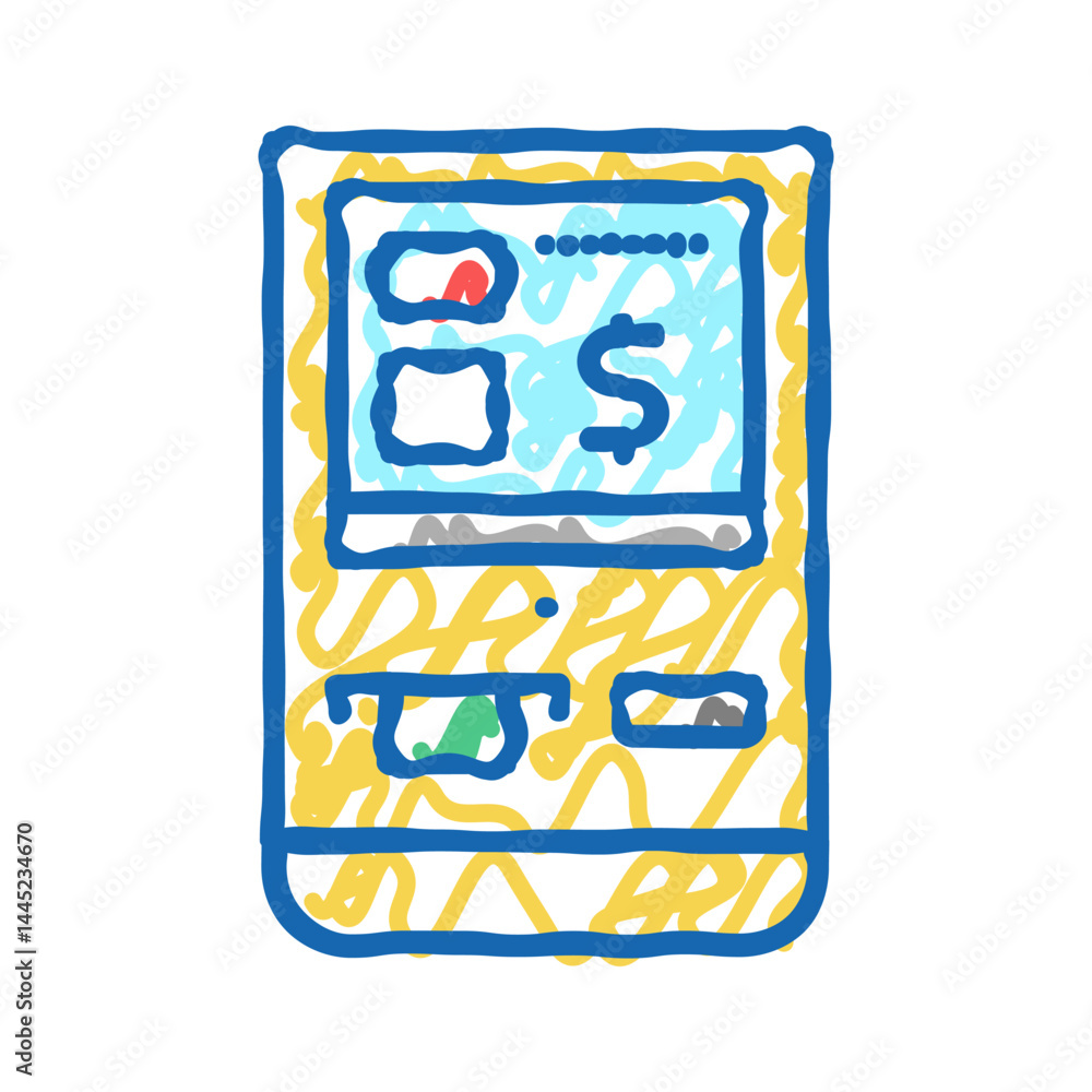 multifunctional pos terminal icon doodle illustration multifunctional pos terminal icon doodle illustration