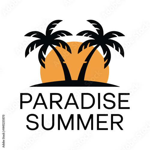 Wallpaper Mural lettering Paradise summer vector illustration isolated on white background Torontodigital.ca