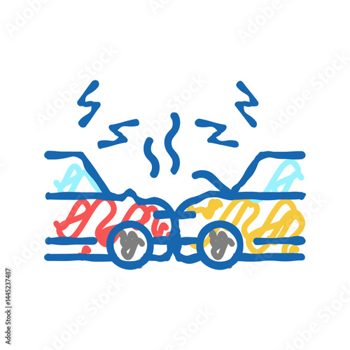 cars accident icon doodle illustration