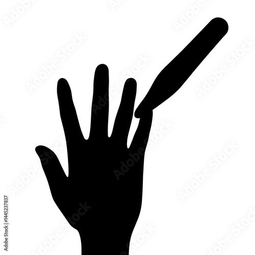 Silhouette of hand using nail file, manicure precision