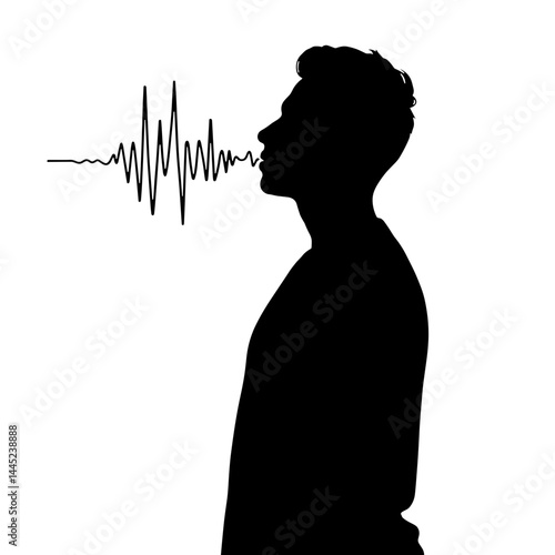 Silhouette of person practicing breathing technique, mindfulness