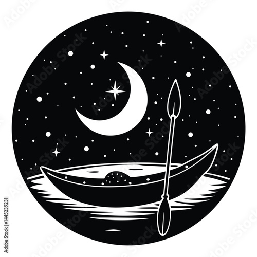 Camping Activities kayaking vector silhouette 
