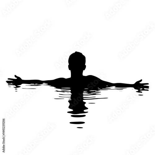 Person embracing calm while swimming in lake, digital detox