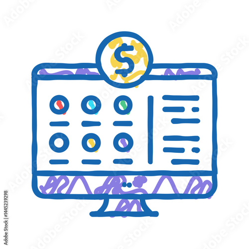 payment for internet services icon doodle illustration