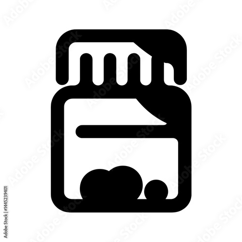 Medicine box silhouette with dosage label and tablet icon, health concept