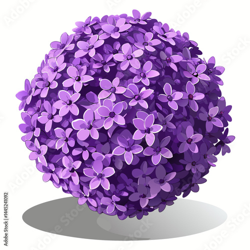 A vibrant purple ball of flowers set against a clean white background.