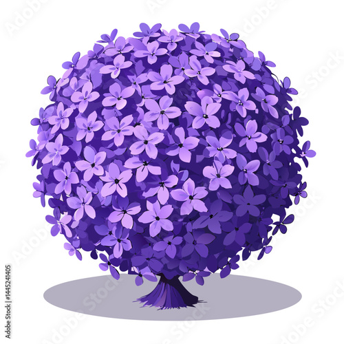 A vibrant purple ball of flowers set against a clean white background.