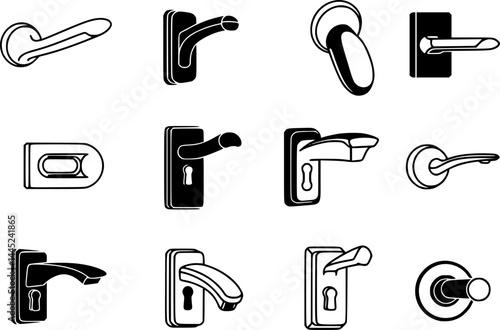 flush handle icon. Vector symbol, vector set silhouette