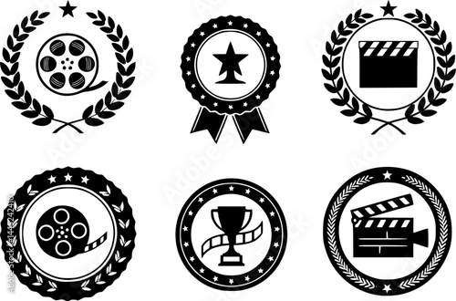 Film Award for the best film in the form of logo with laurel branch. Vector
