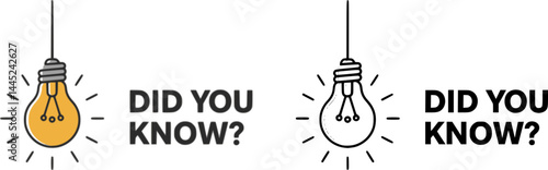 did you know with hanging bulb. flat stroke trendy modern minimal logo graphic, vector set silhouette