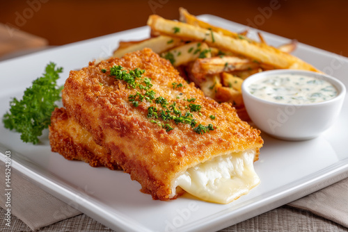 Vyprážaný Syr – Crispy Breaded Edam Cheese with Fries & Tartar Sauce