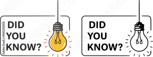 did you know with hanging bulb. flat stroke trendy modern minimal logo graphic, vector set silhouette