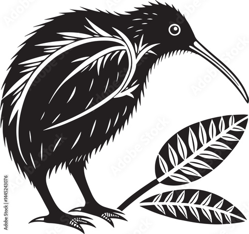 Kiwi bird silhouette vector style