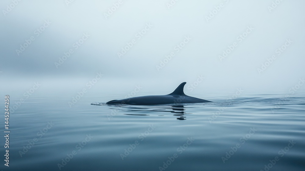 Fototapeta premium Whale silhouette in misty water