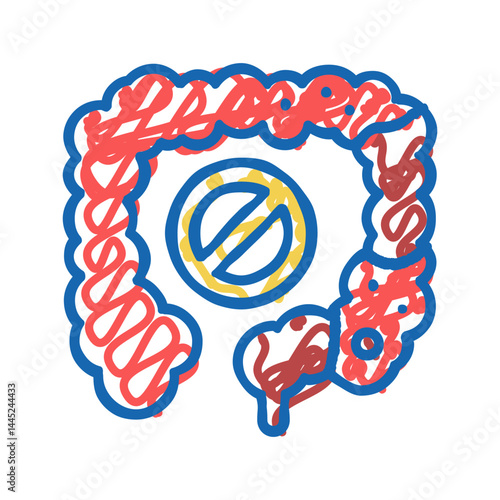 constipation digestion system icon doodle illustration