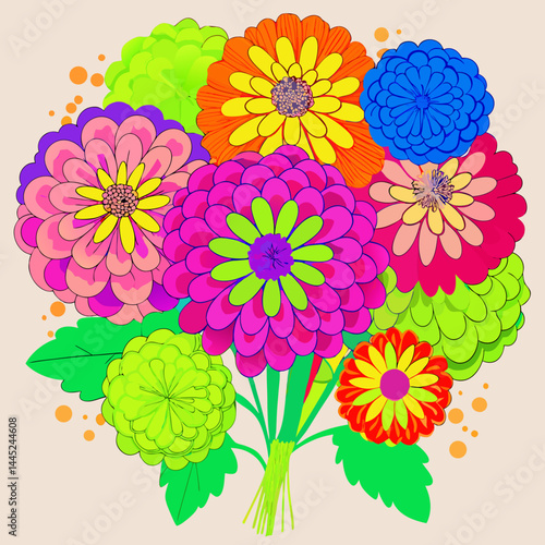 Colorful flowers arranged in a vase against a plain white background.