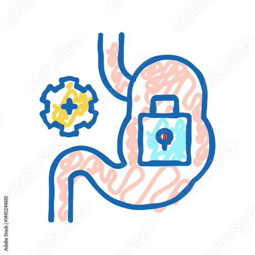 stomach work stop icon doodle illustration