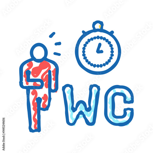 diarrhea digestion system problem icon doodle illustration