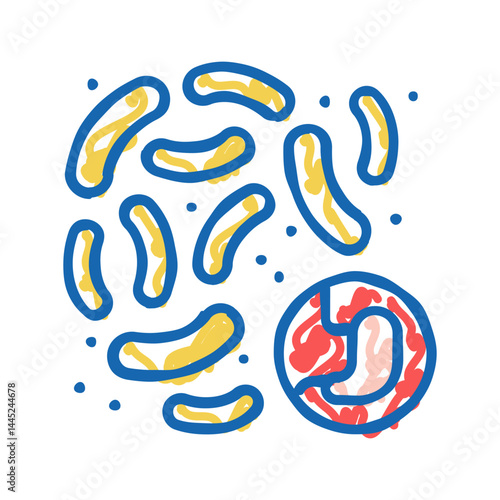 bacteria or fungus of digestion system icon doodle illustration