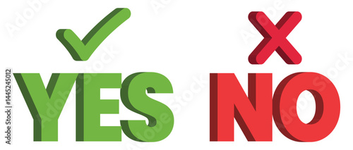 3D Yes and No decision symbols