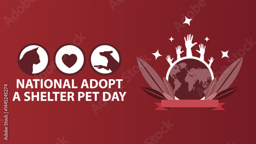 NATIONAL ADOPT A SHELTER PET DAY web vector banner design illustration