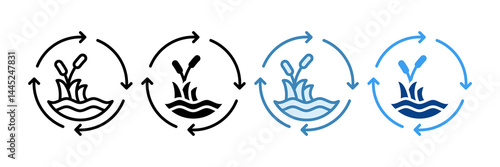 Wetlands Conservation Icon Set Multiple Style Collection