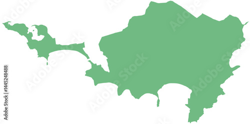 Vector map of Sint Maarten with clearly defined island borders and country outline. Green color scheme with white contours. Perfect for educational, infographic, and professional use.