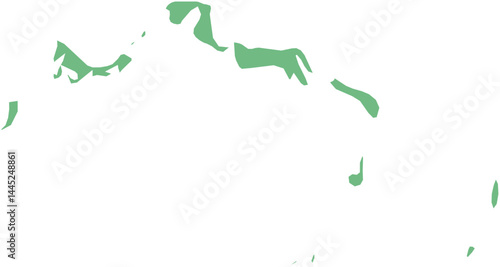 Vector map of the Turks and Caicos Islands with clearly defined island borders and country outline. Green color scheme with white contours. Perfect for educational, infographic, and professional use.