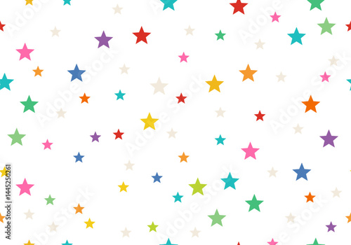 Colorful Stars Seamless Pattern Background. Surface pattern design perfect for kids, fabric, accessories, home decor, and scrapbooking