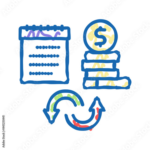 social security benefit allowance icon doodle illustration