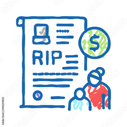 loss of breadwinner allowance icon doodle illustration
