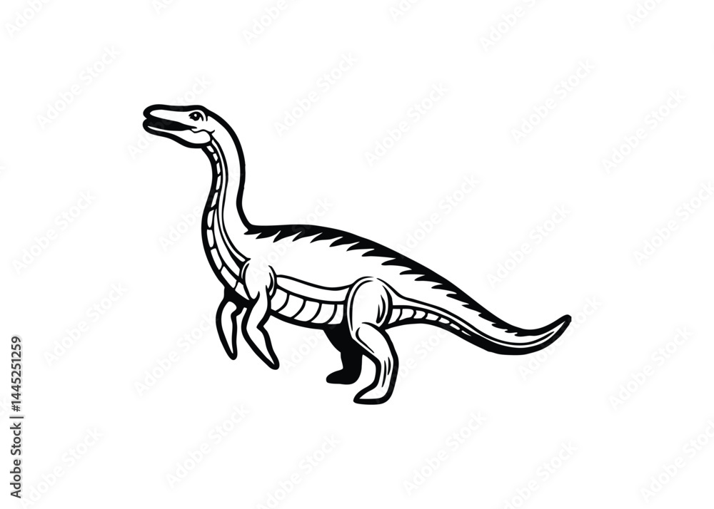 Obraz premium Silhouette of plesiosaurus isolated on a white background
