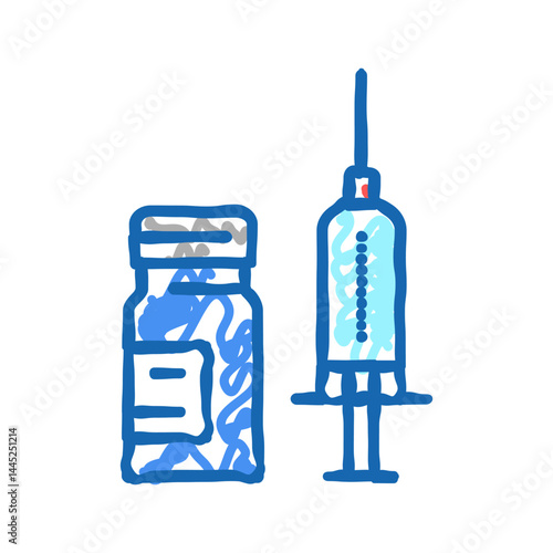 syringe anesthesia and ampoule icon doodle illustration