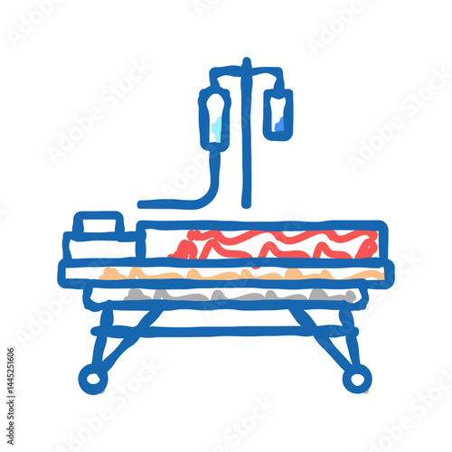 resuscitation stretcher icon doodle illustration