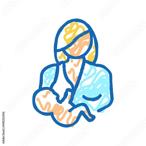 mother feeding baby icon doodle illustration