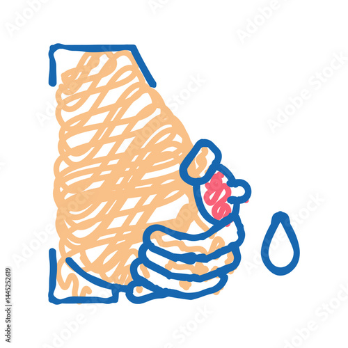 pumpking milk with hand icon doodle illustration