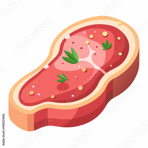 Raw steak displayed on a cutting board, showcasing its marbled texture and rich red color.