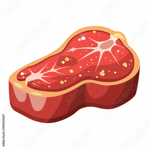Raw steak displayed on a cutting board, showcasing its marbled texture and rich red color.