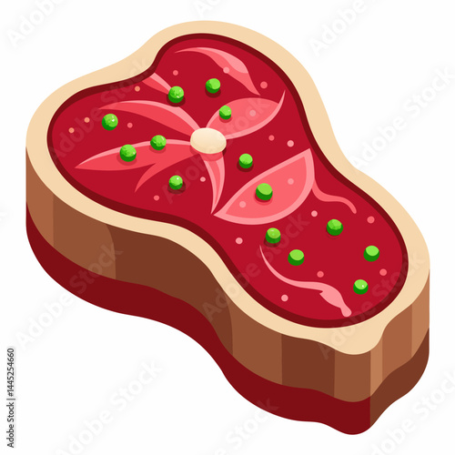 Raw steak displayed on a cutting board, showcasing its marbled texture and rich red color.