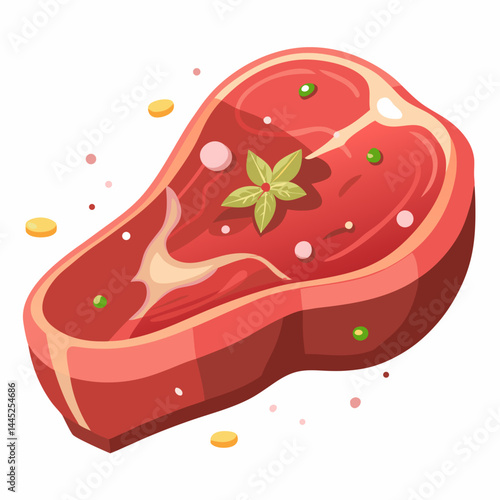 Raw steak displayed on a cutting board, showcasing its marbled texture and rich red color.