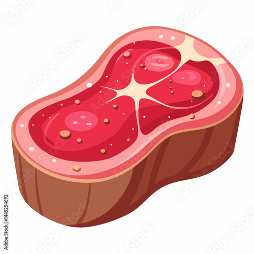 Raw steak displayed on a cutting board, showcasing its marbled texture and rich red color.